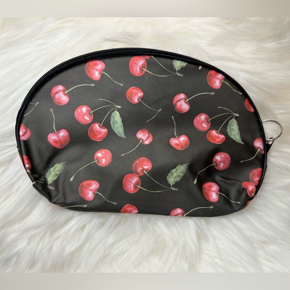 Cherry Pattern White/Black Cosmetic Pouch - Picture 2 of 2
